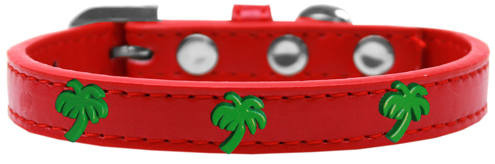 Green Palm Tree Widget Dog Collar Red Size 10